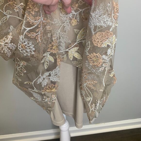 Calvin Klein Embroidered Dress Lace Mesh Sheer Metallic Cocktail Formal Wedding - Picture 5 of 14